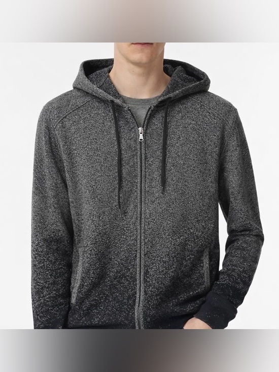 John Varvatos Other - John Varvatos Grey Black Ombre Knit Hooded Zip Sweater Medium